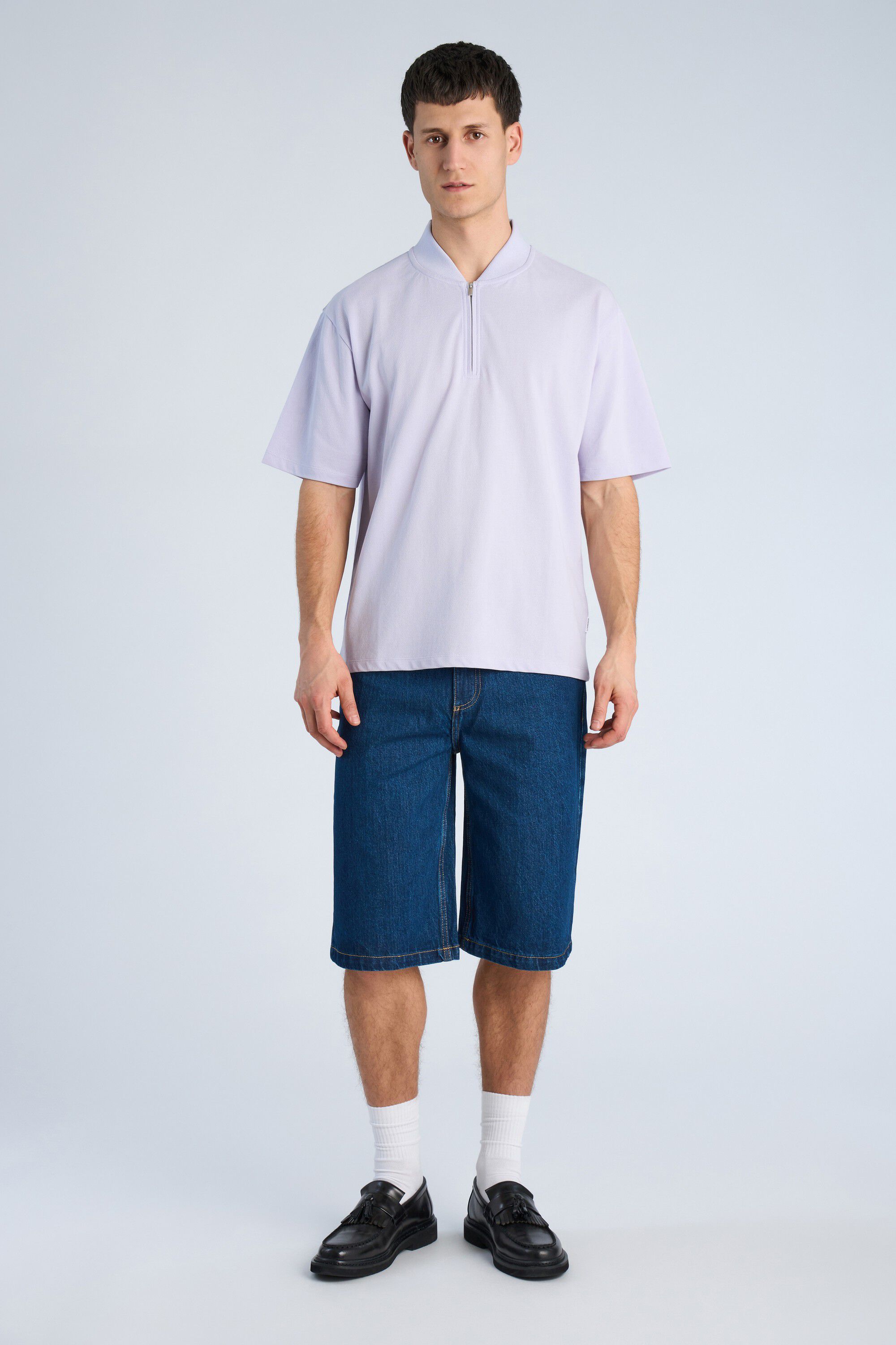 Pique S/S shirt bomber collar