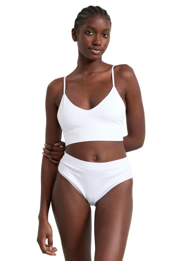 Mjuk ribbad bh utan sömmar med v-ringning