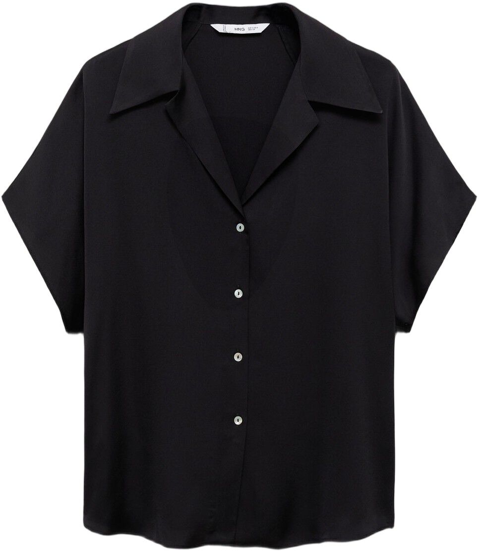 Short-sleeved satin shirt