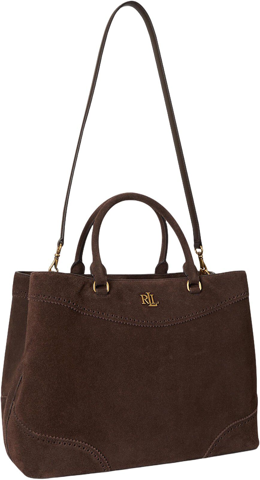 Perforated Suede Large Marcy Satchel