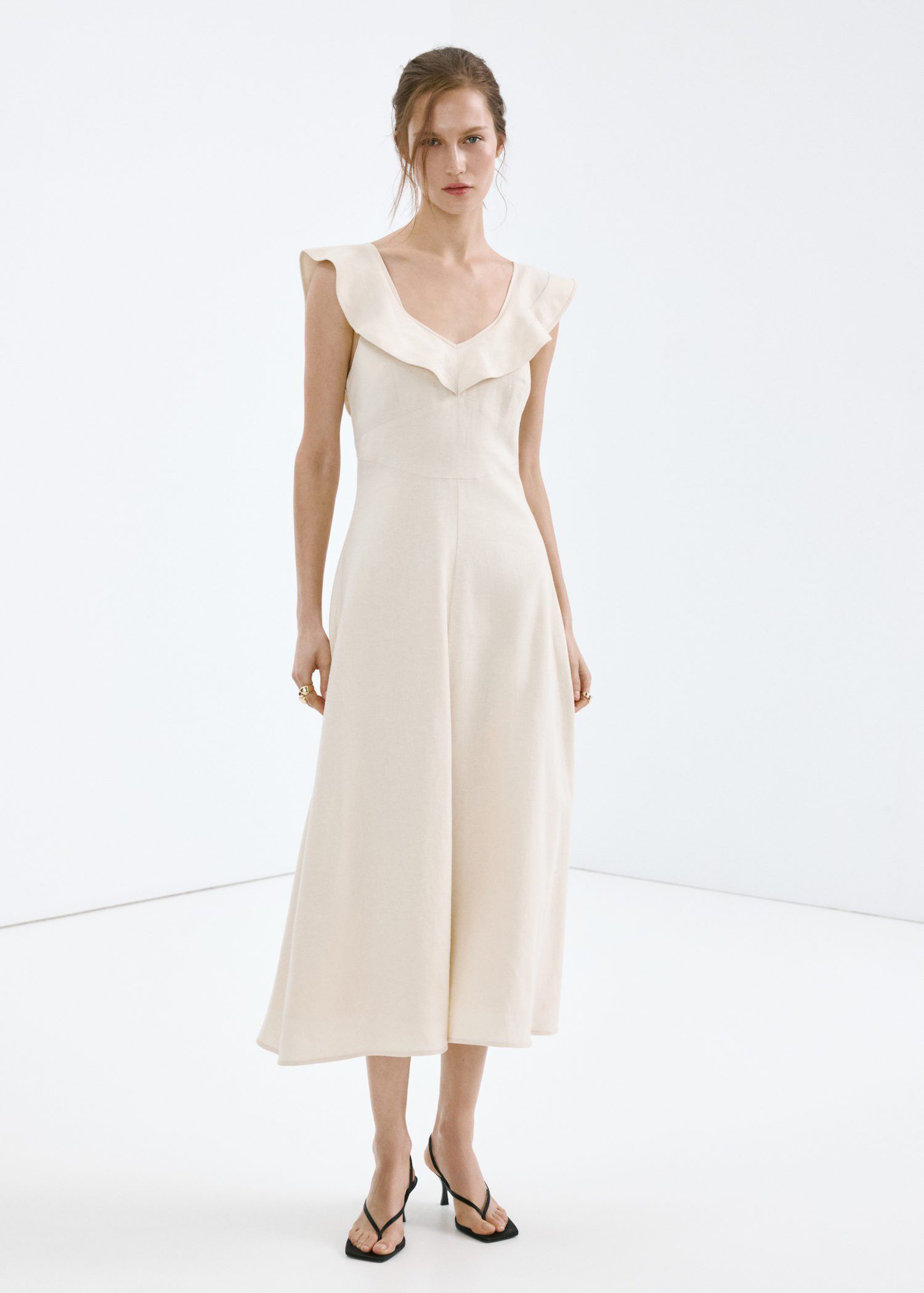 Ruffled linen dress