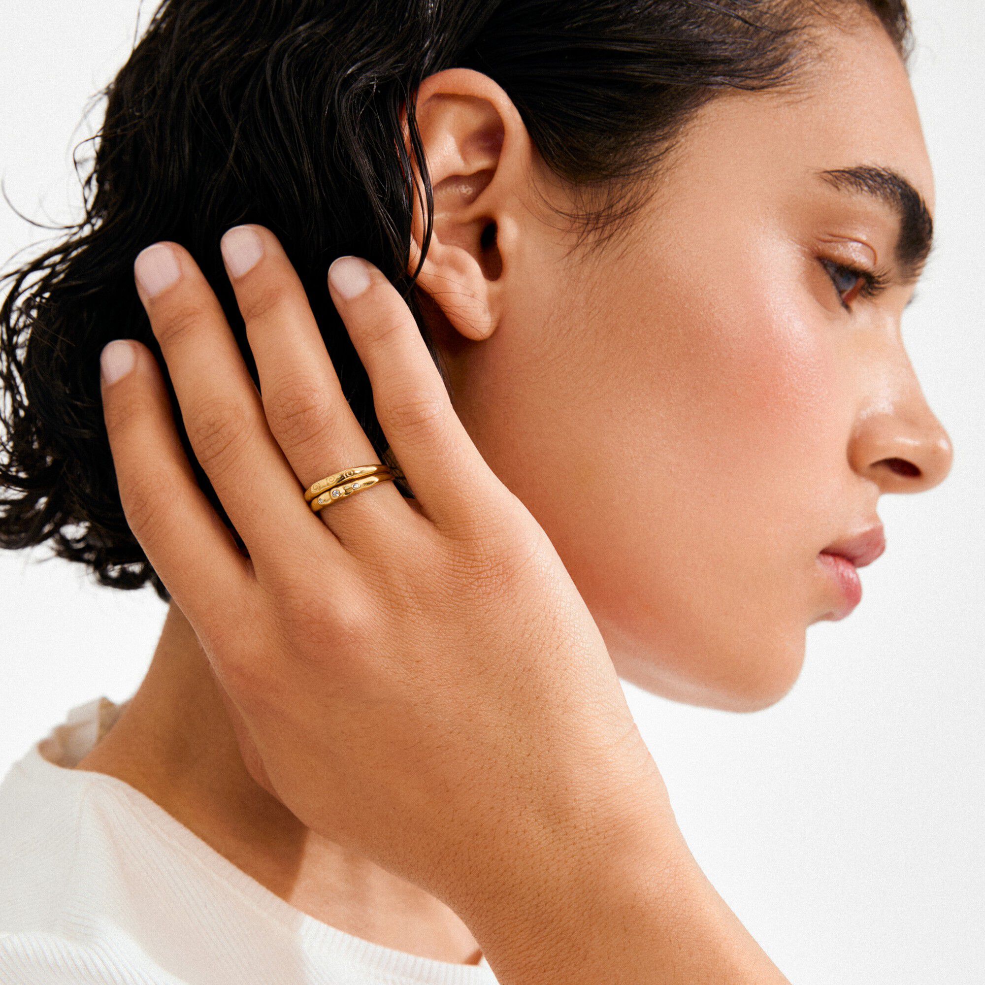 FIRE ringe 2-i-1 s&aelig;t, guldbelagt