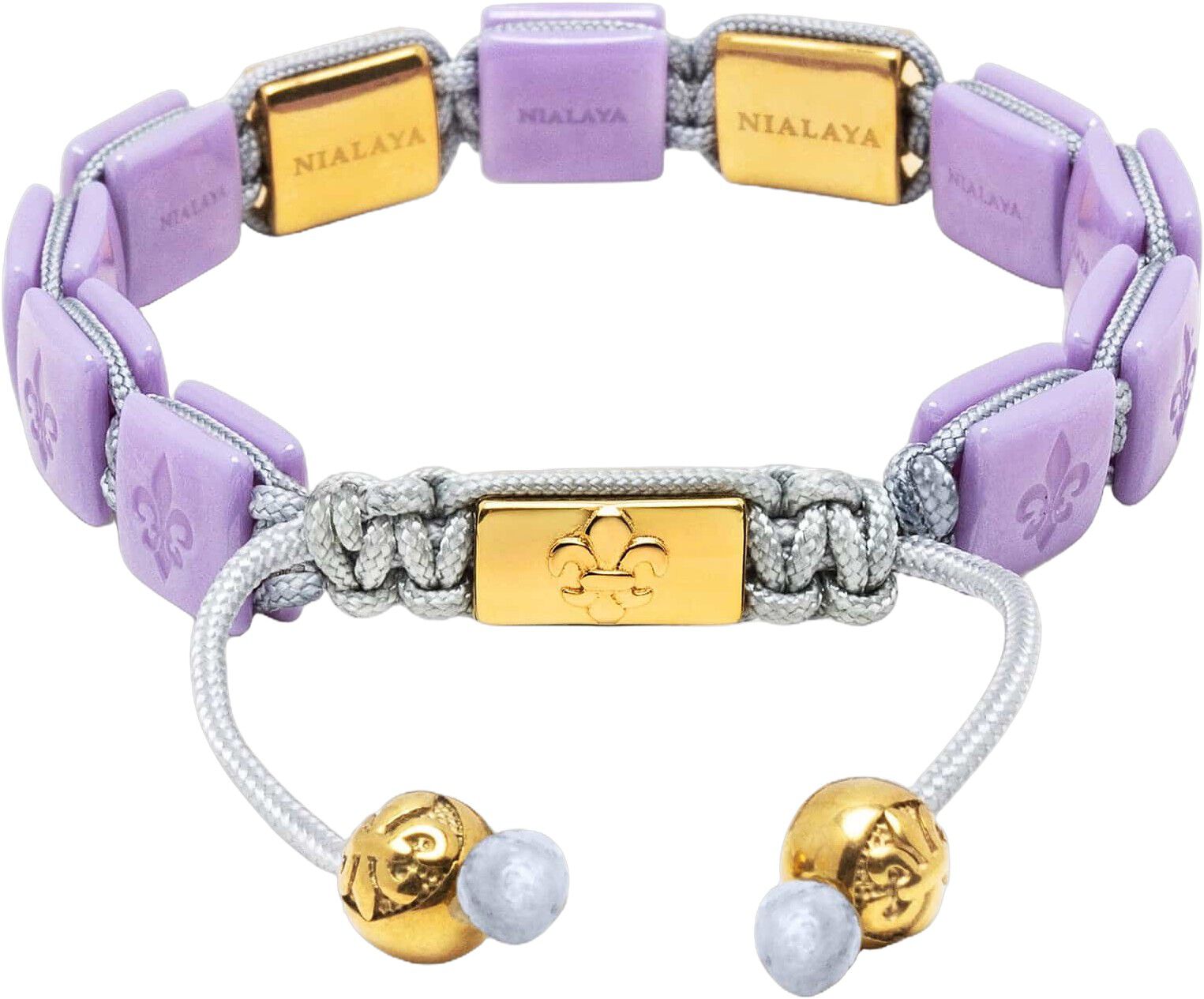 Women's Lavender Ceramic Flatbead Bracelet with Gold CZ