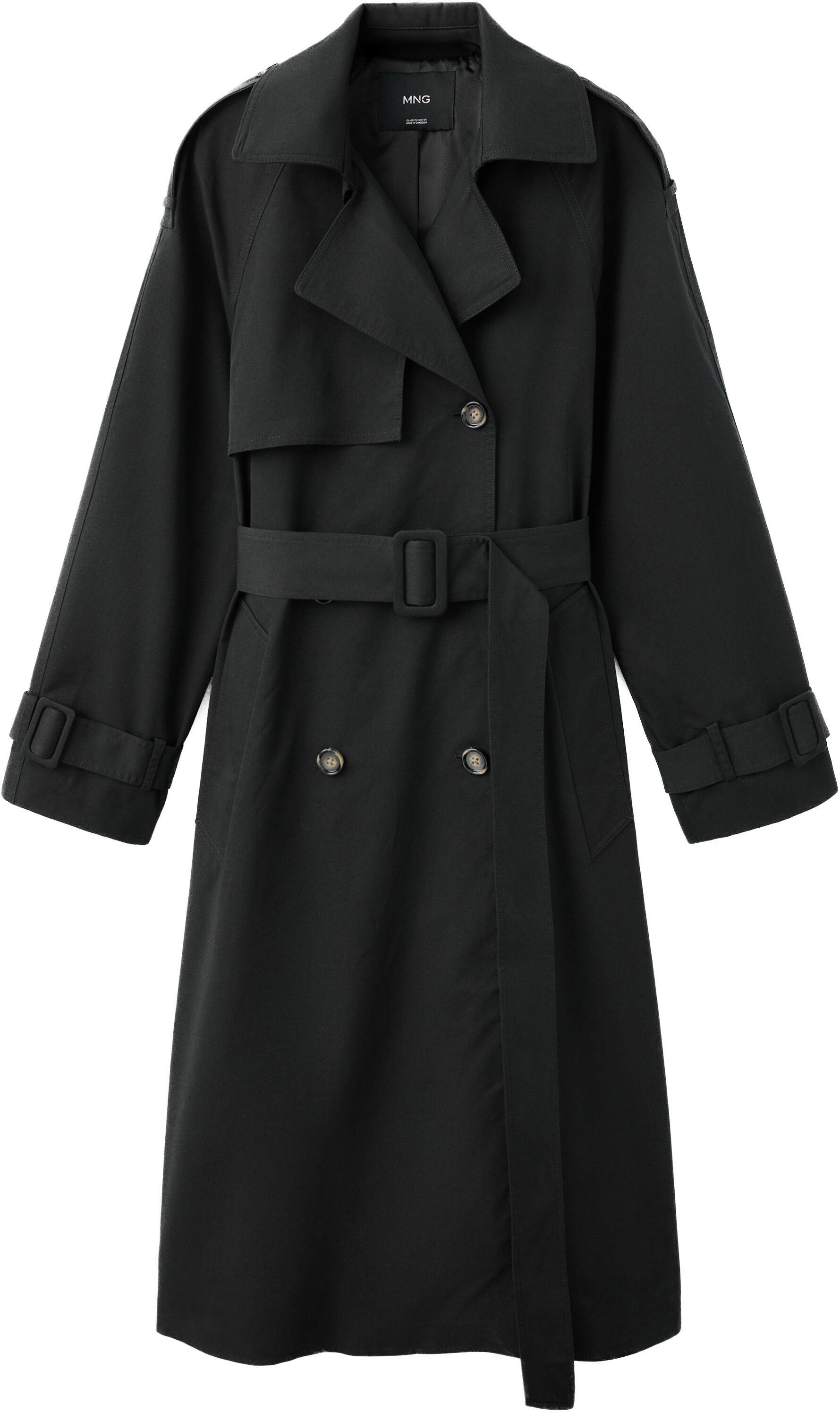 Long double-breasted trench coat