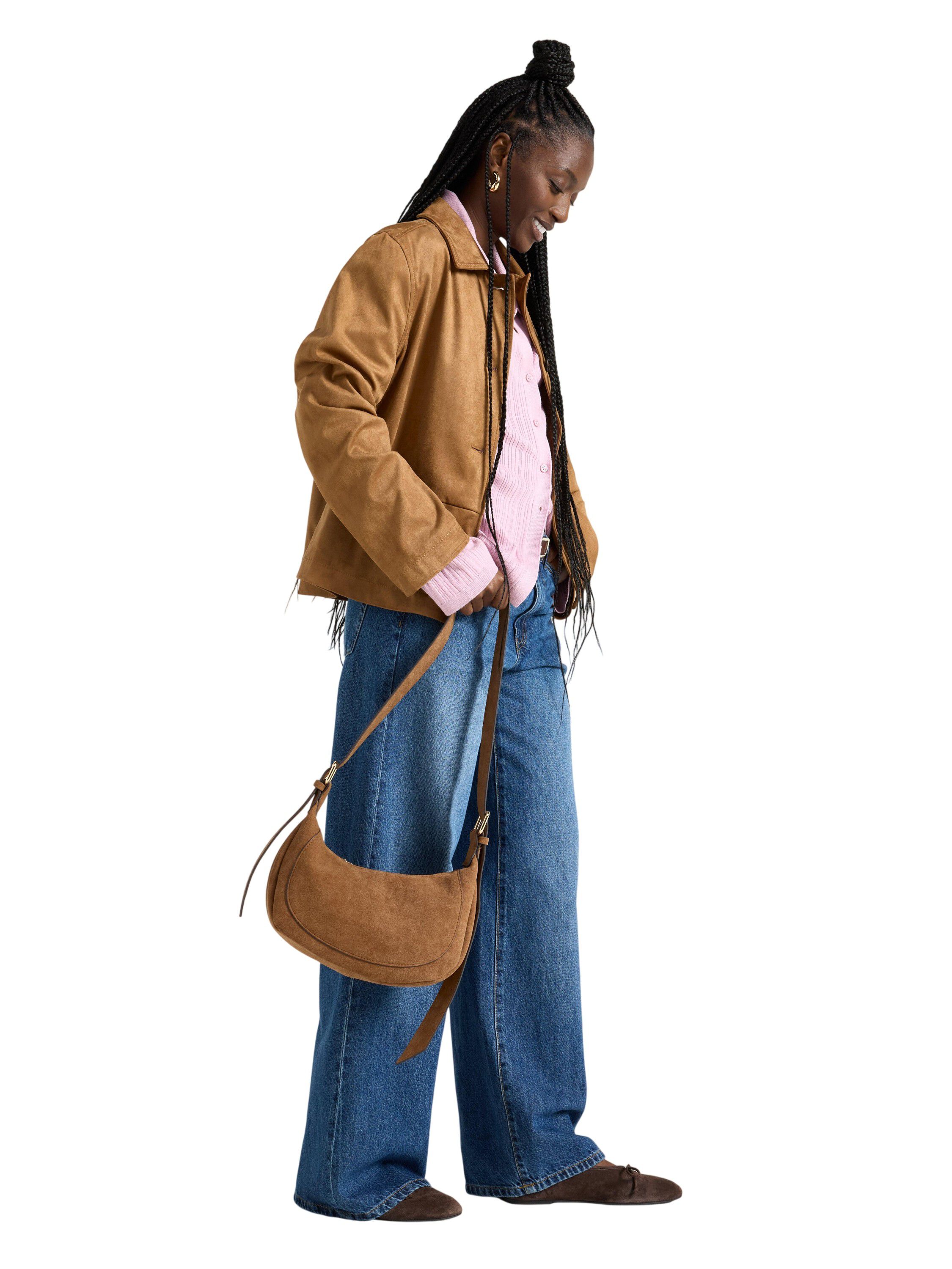 Jacket in imitation suede with butt