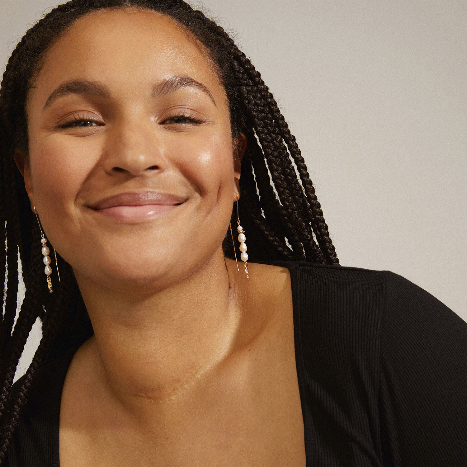 BERTHE pearl chain earrings gold-plated