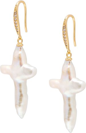 Pearl Cross Earrings