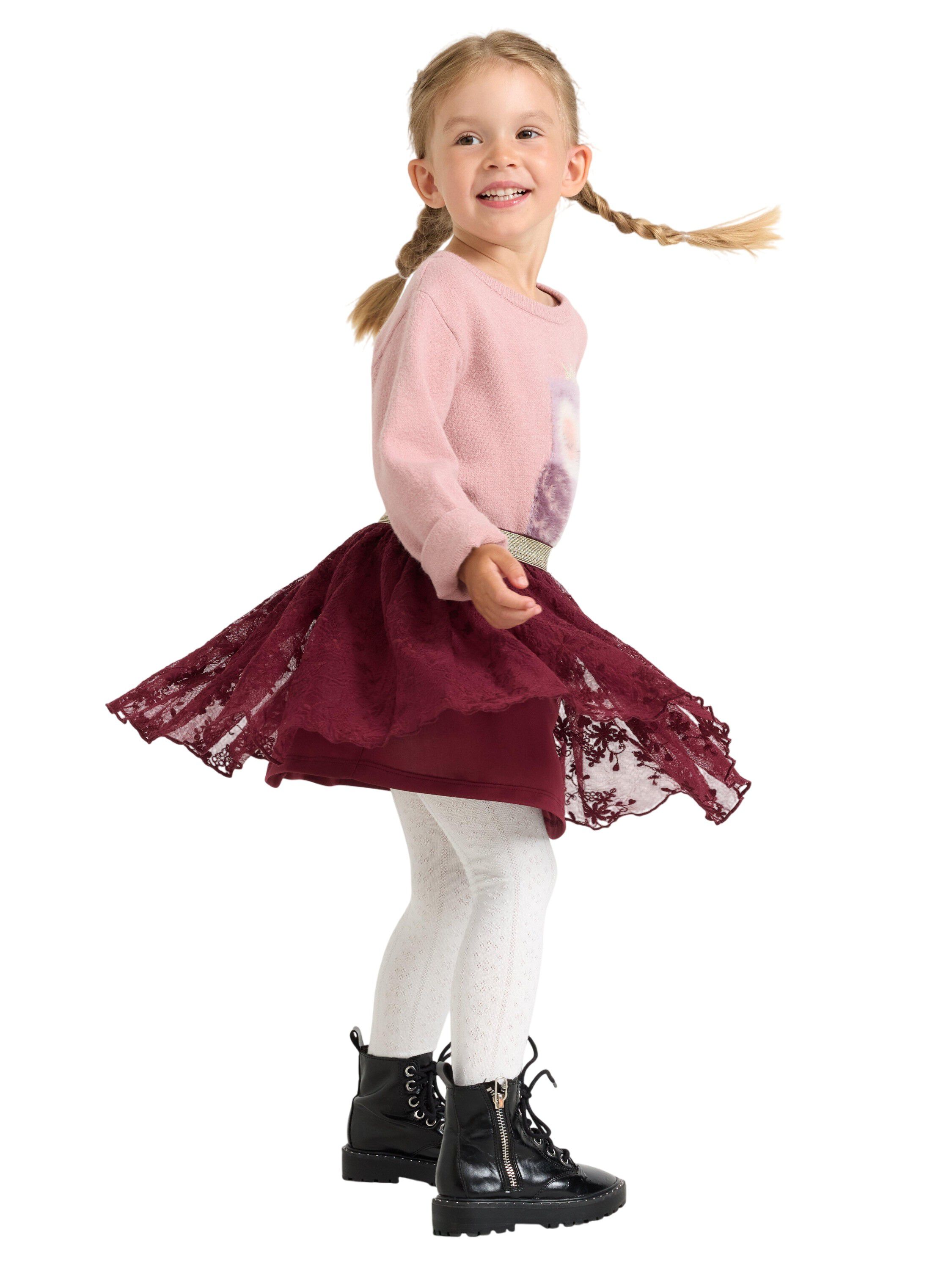 Jersey skirt with sheer lace and a