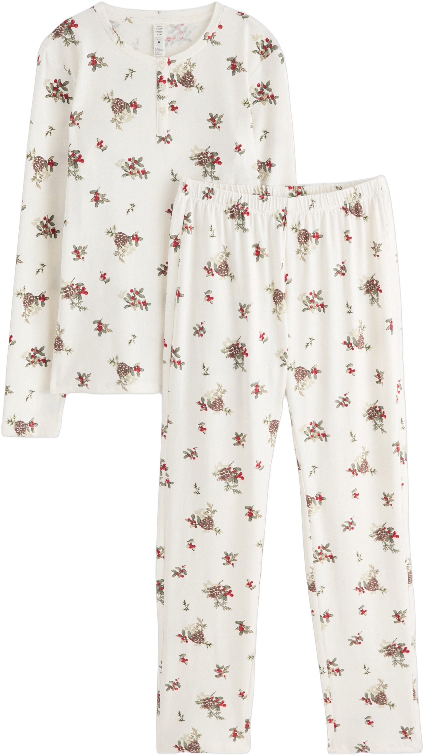 Matchende pyjamass&aelig;t i bomuld med l