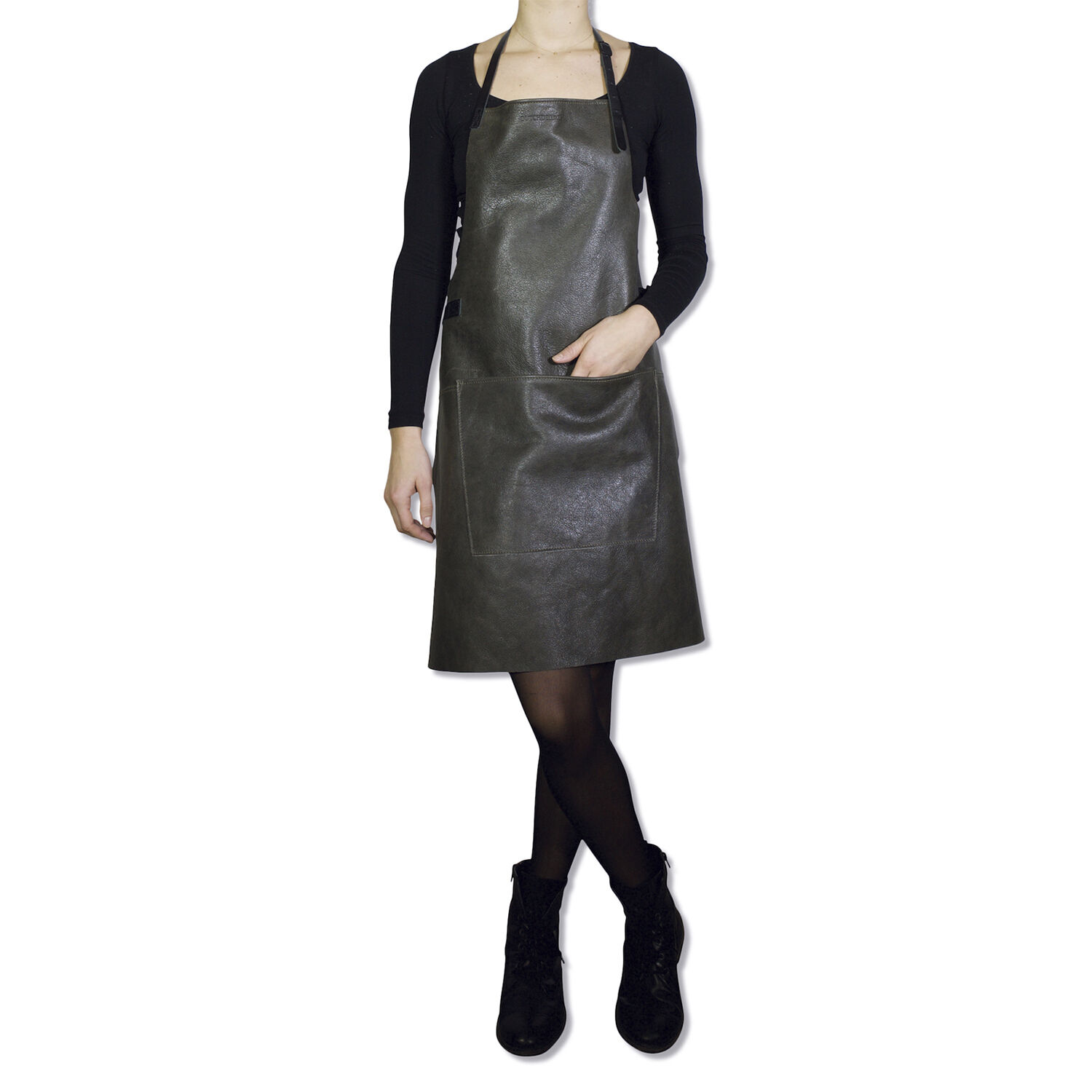 L&aelig;derforkl&aelig;de BBQ Style Apron Vintage Grey