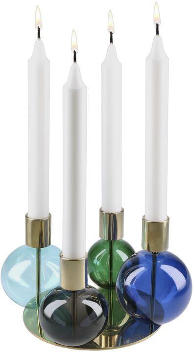 Bubble 4-armet lysestage Ø17. 5 cm blå/grøn