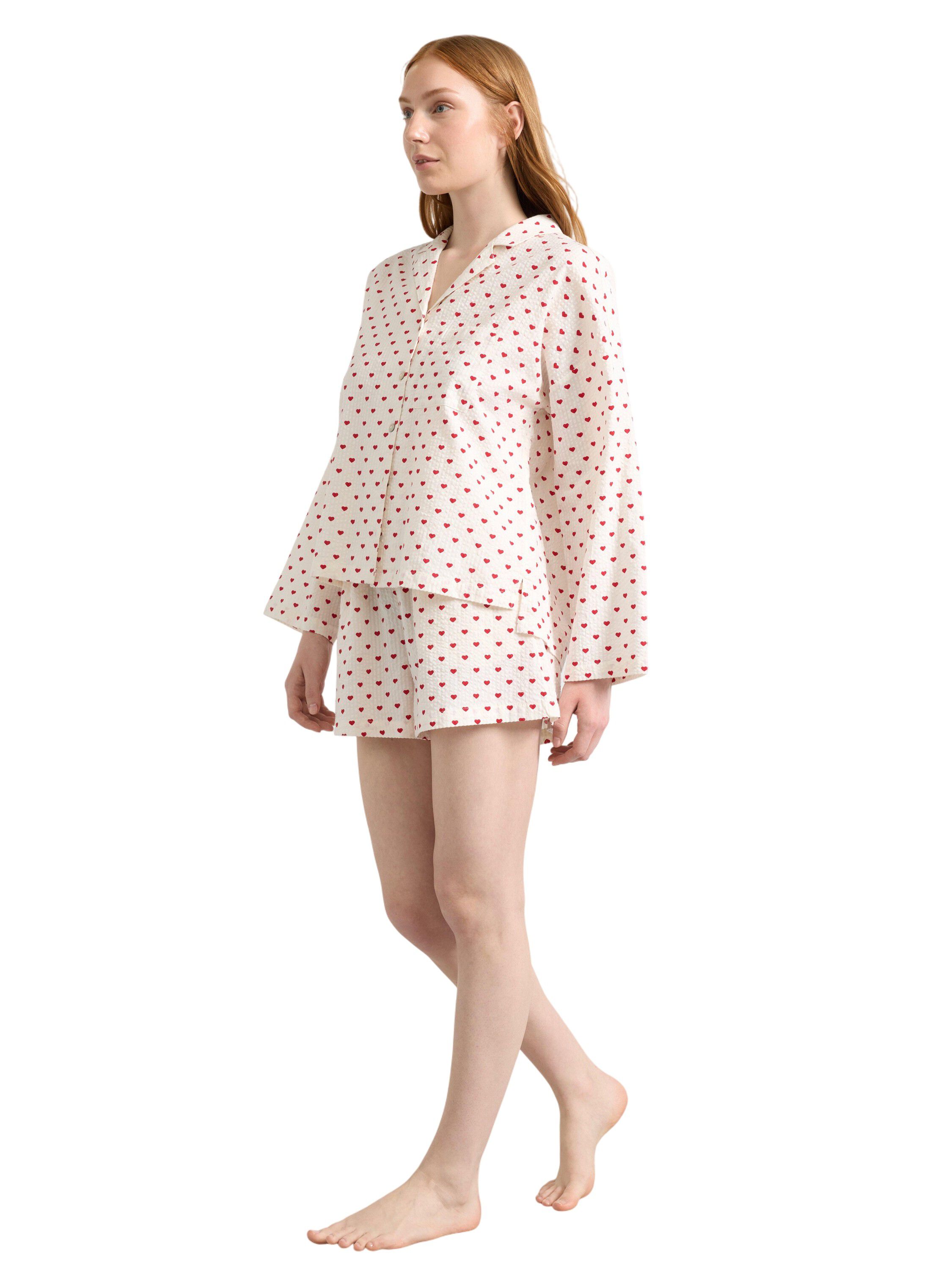 Pyjama shirt in seersucker with lon