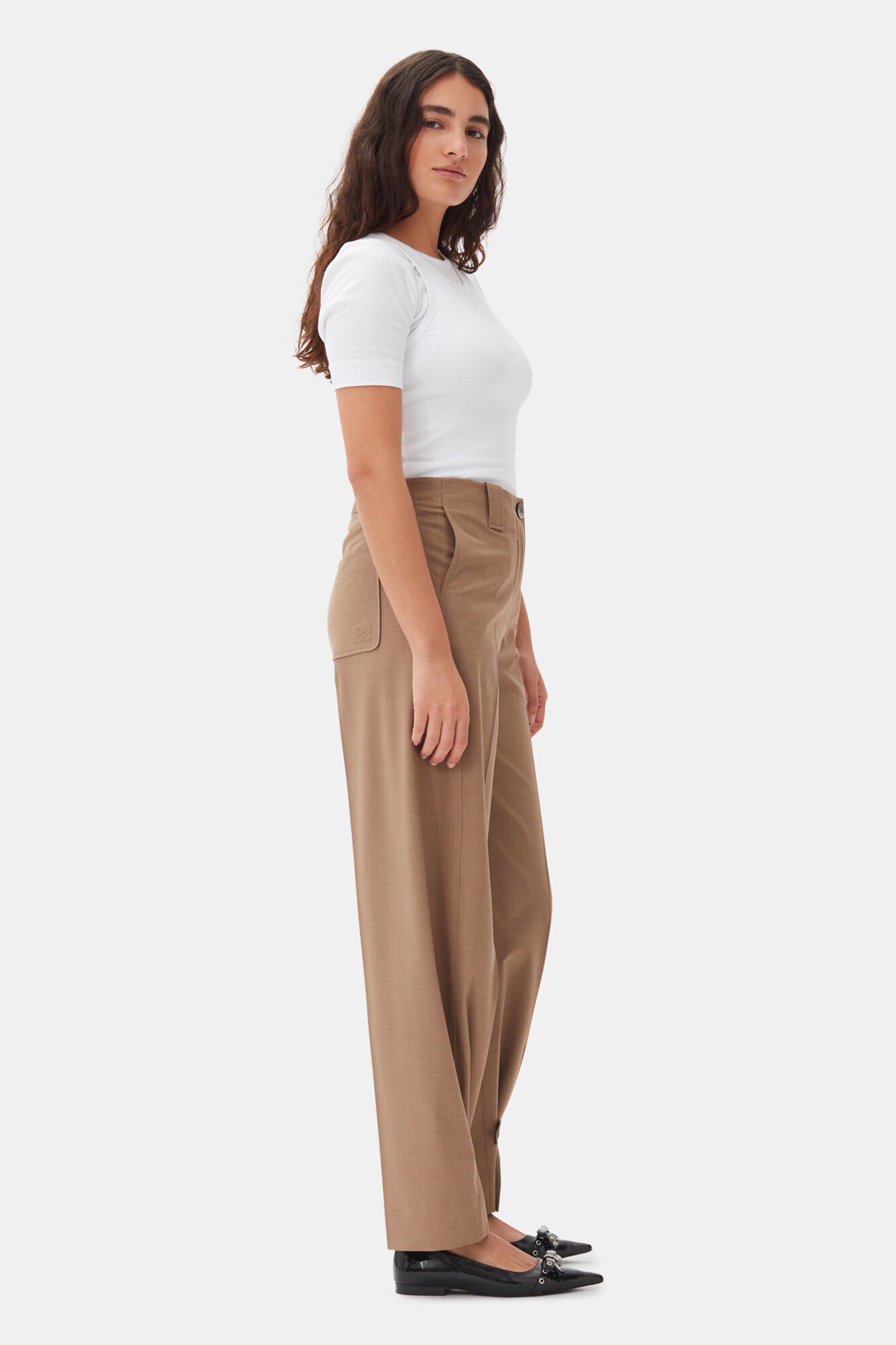 Drapey Melange Mid Waist Pants