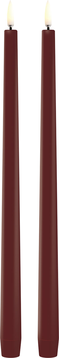 LED slim taper candle, Carmine red, Smooth, 2-pack, 2,3x32 c