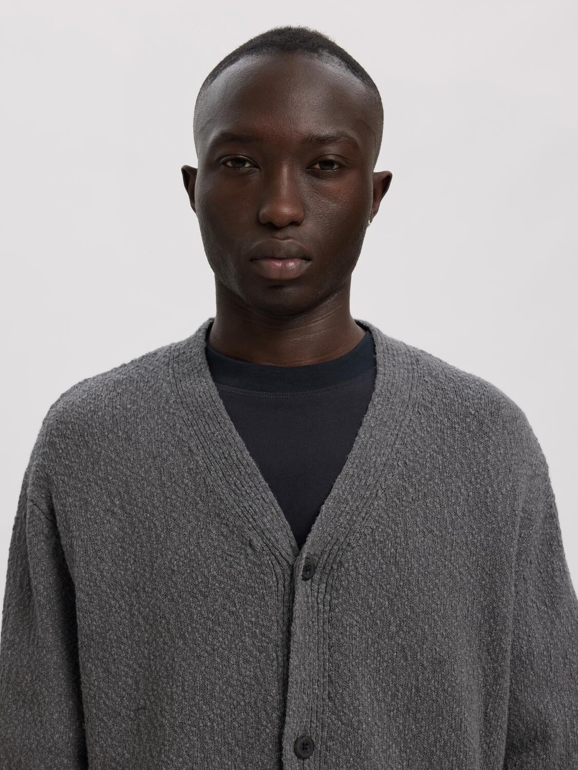 Anrrolf Boucle Ls Knit V-Neck Cardigan