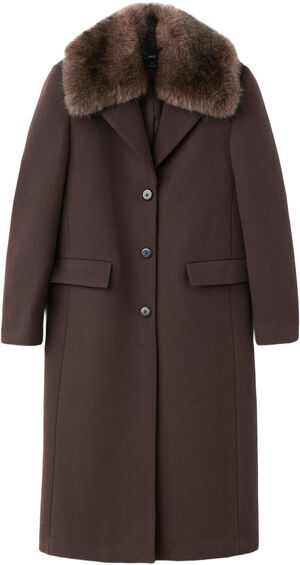 Wool coat with fur collar