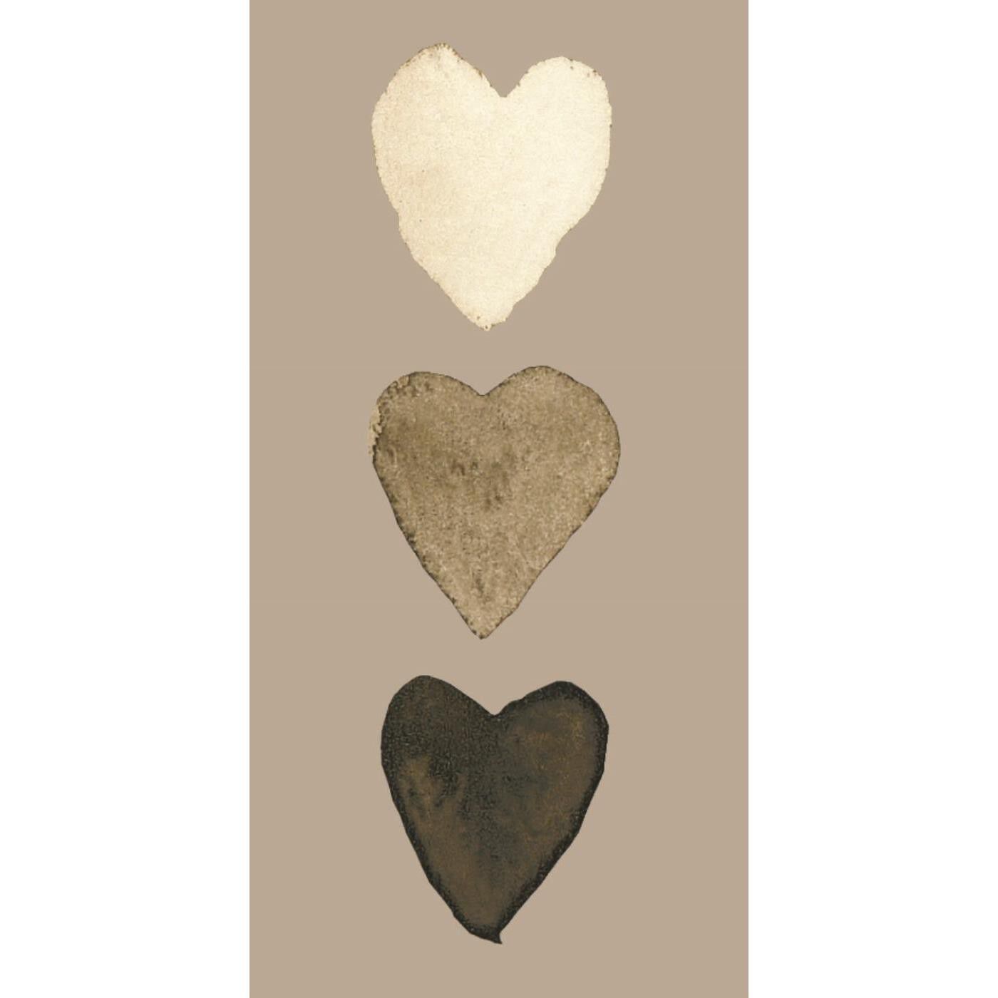 Serviet 10x20 cm hjerter i creme, natur, antracit