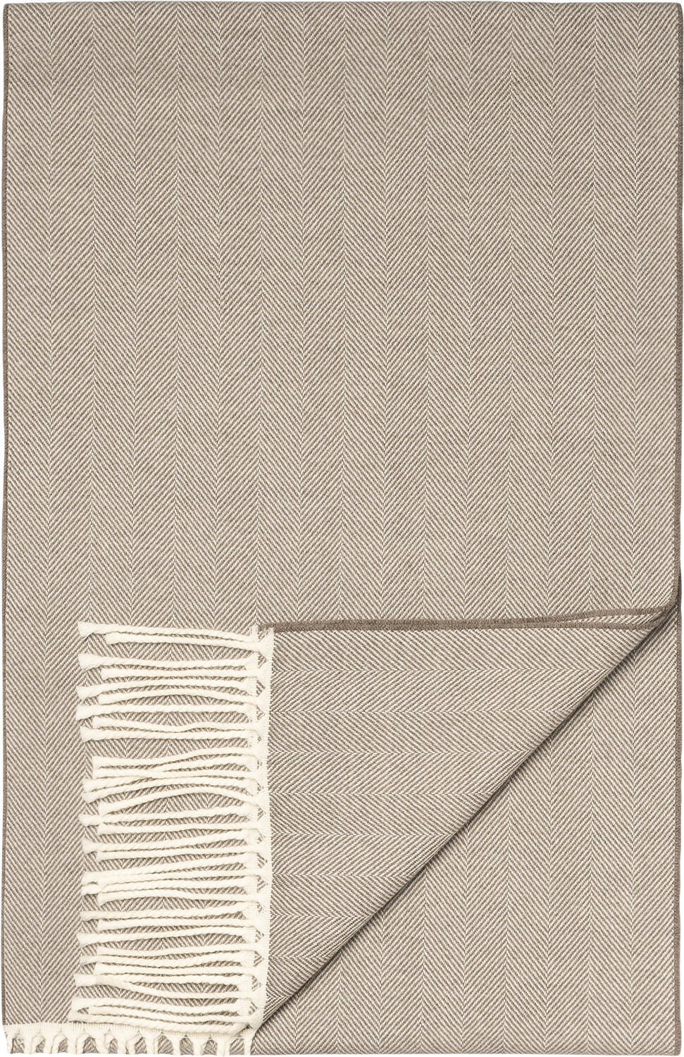 Beige Herringbone Merino Wool Scarf