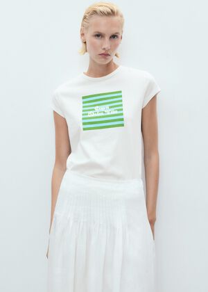 Printed cotton-blend t-shirt
