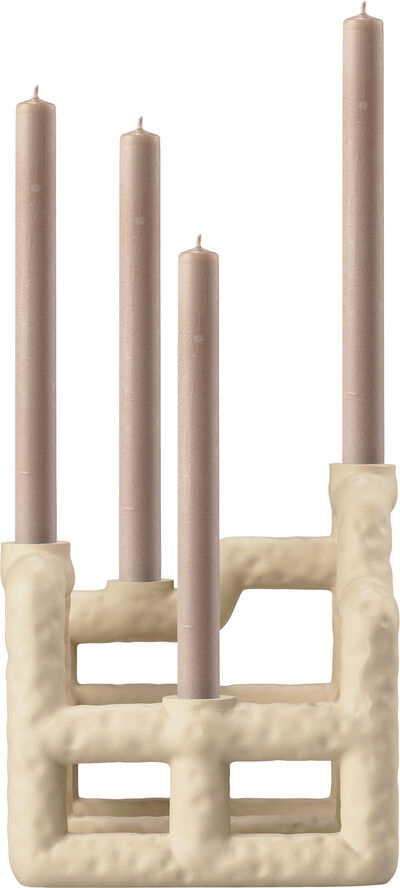 Ljusstake Lyng 21 x 21 x 23 cm Sand Polyresin