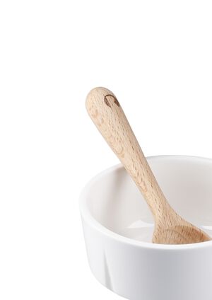 GC Snackssk&aring;l och sked &Oslash;9 cm vit