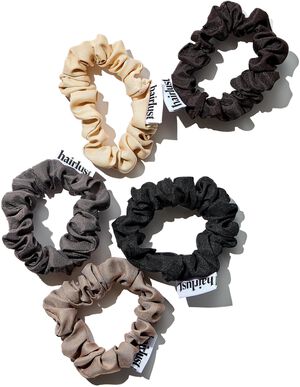 Satin Silk Scrunchies, Small, 5-Pack, Coffee