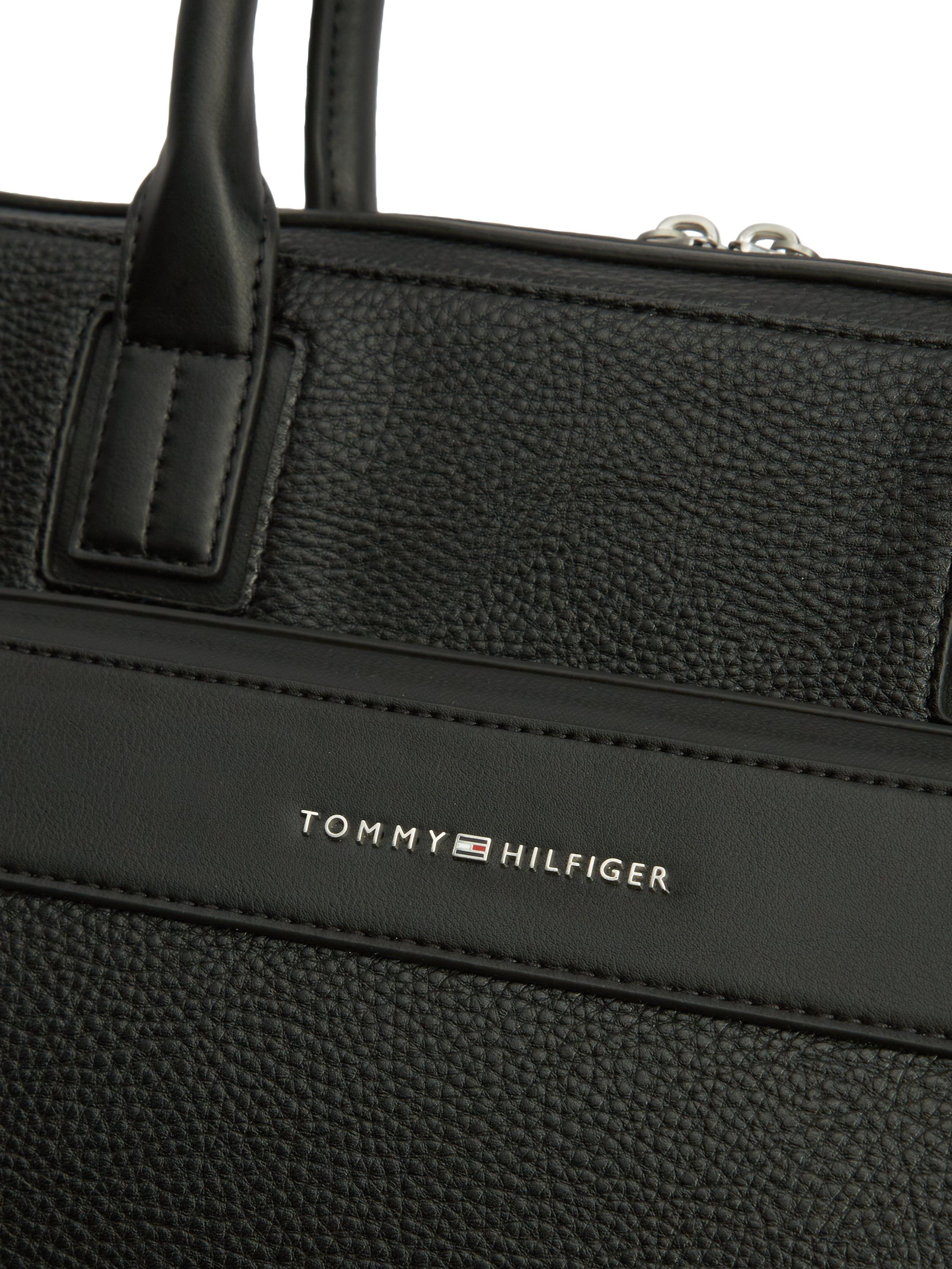 Metal Logo Textured Slim Laptop Bag