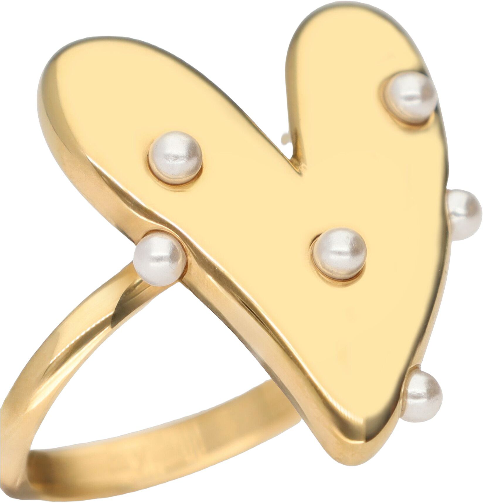 Ring big heart with pearls