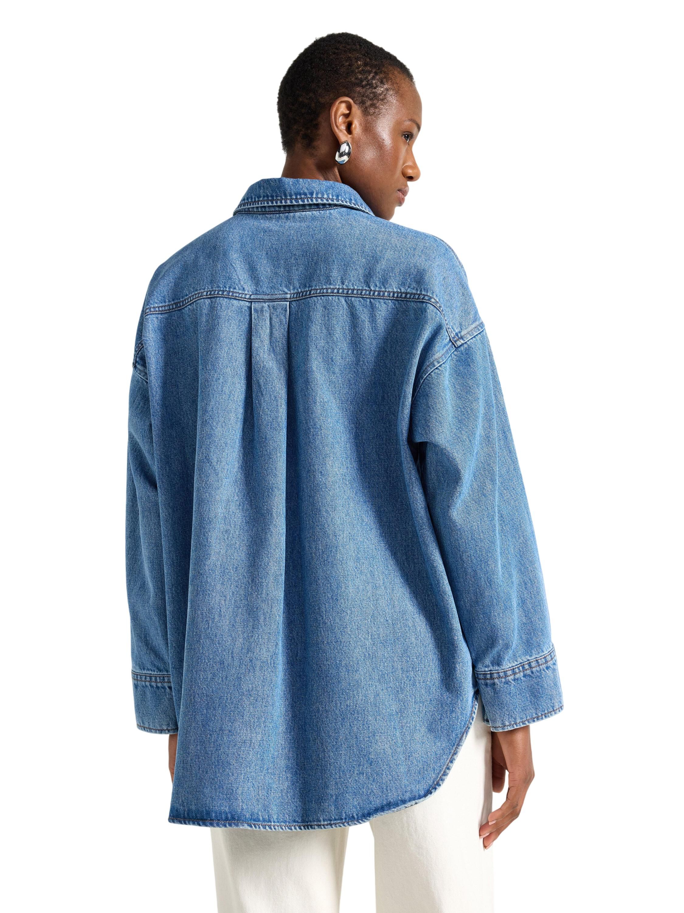 Oversized denim shirt in cotton wit