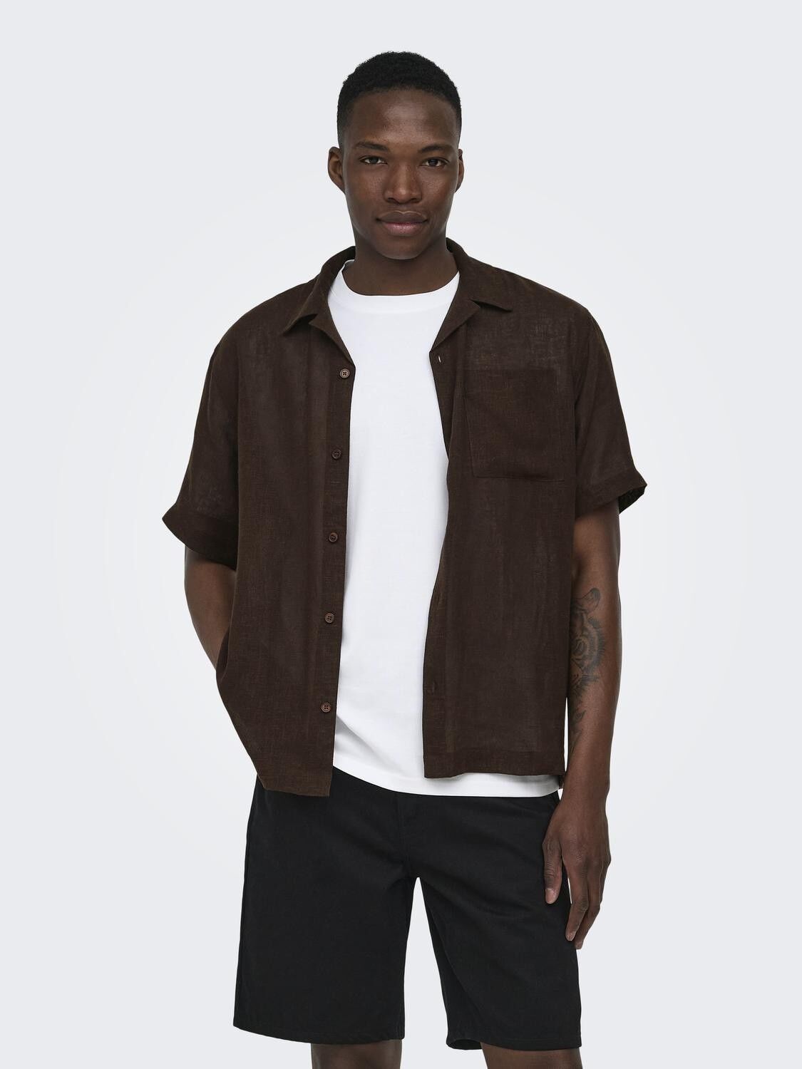Onslaurence Linen Resort Collar Ss Noos