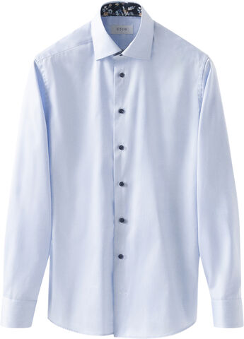 Contemporary Fit White Signature Twill Shirt - Floral Contrast Details