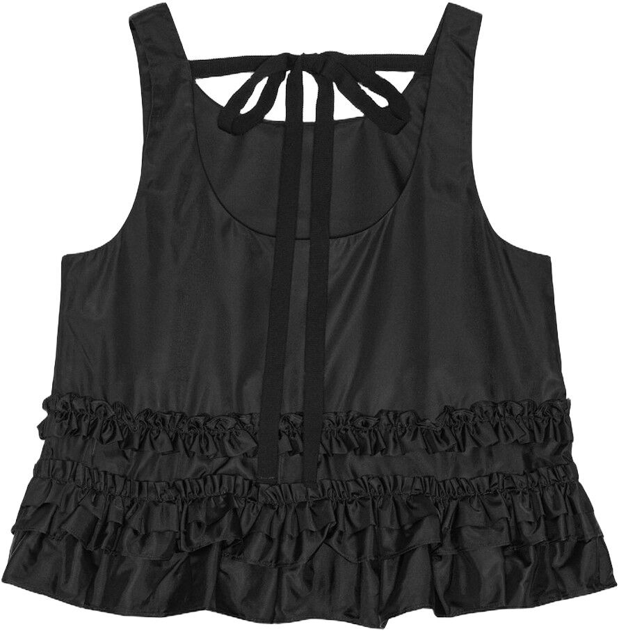 Duchesse Nylon Open Back Frill Top