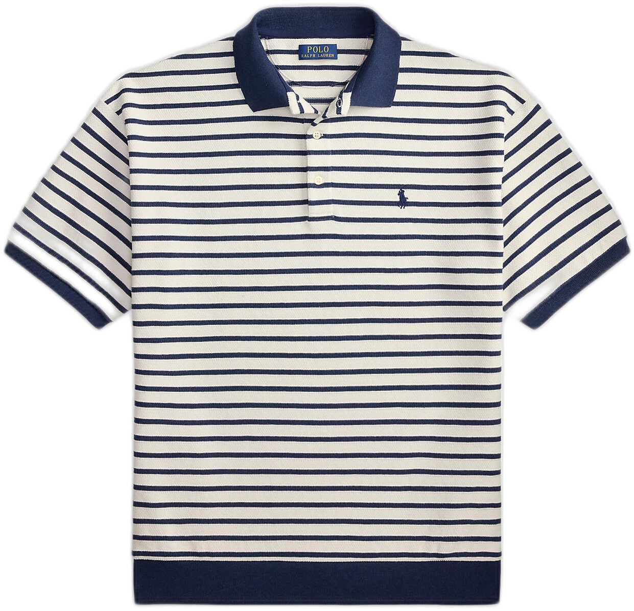 Relaxed Fit Striped Textured Polo Shirt