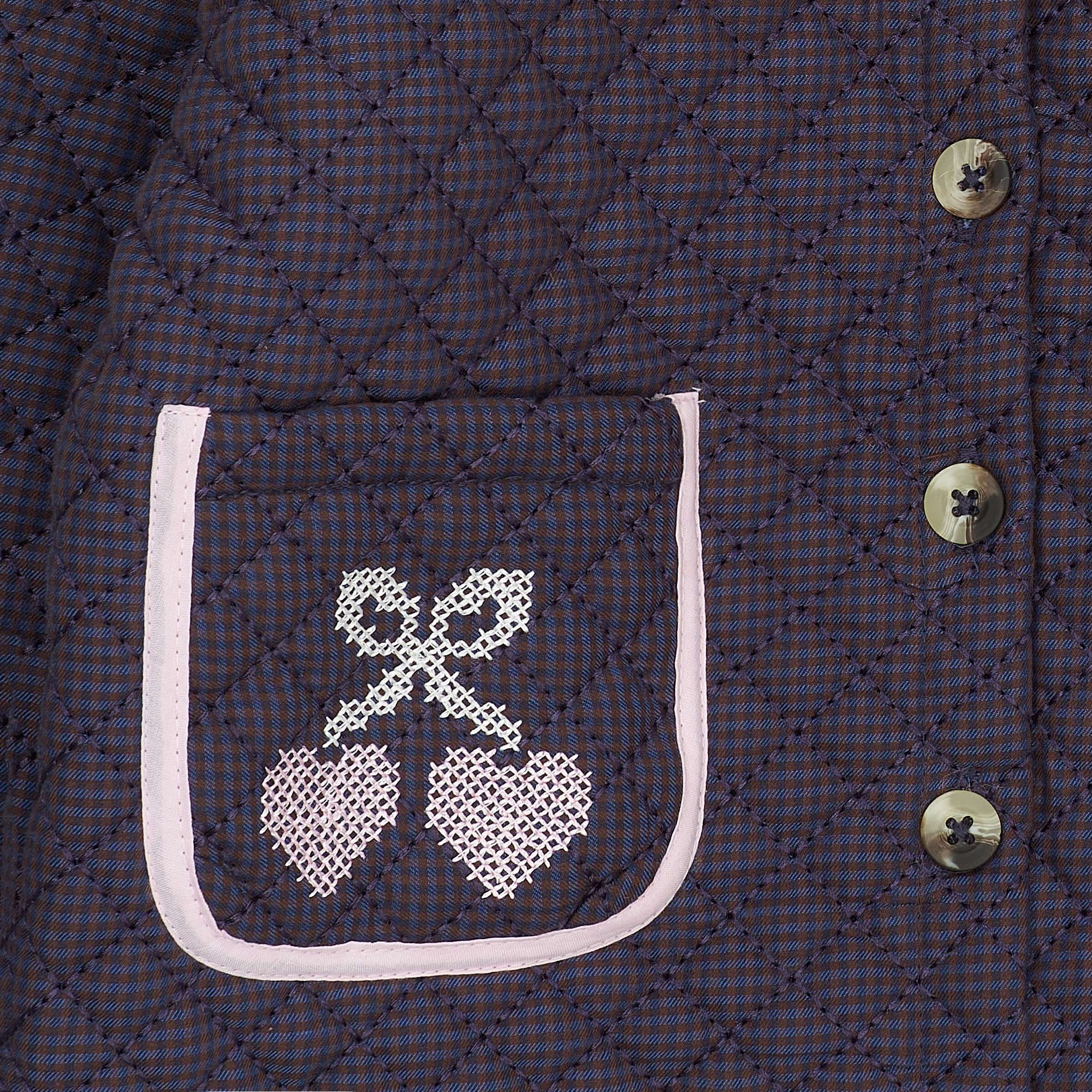 CHECKERED QUILTED JACKET W. EMB.