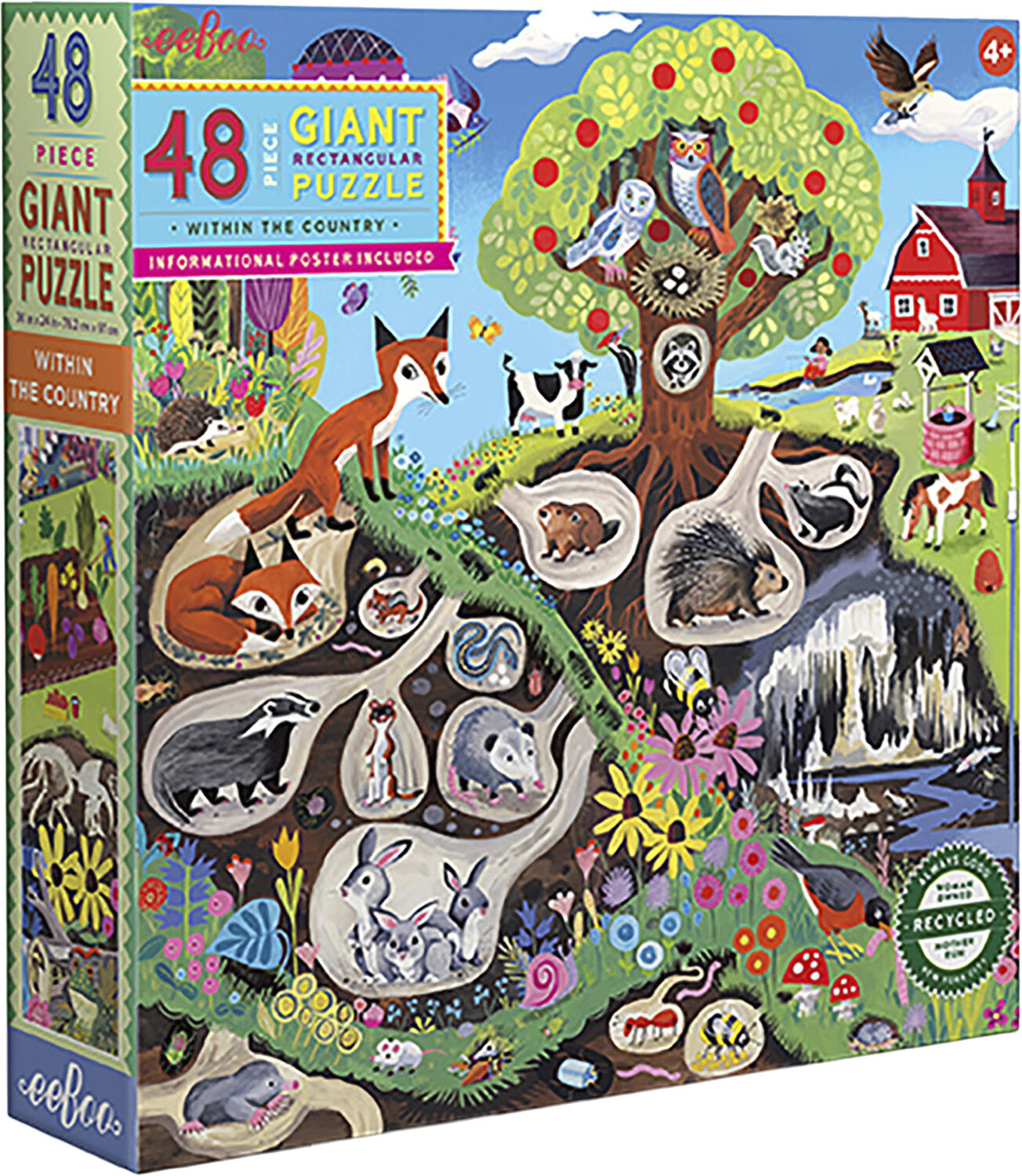 eeBoo - Jumbo puslespil 48 brk - Landet