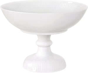 HVID RIFLET SKÅL PÅ FOD, 15 CM