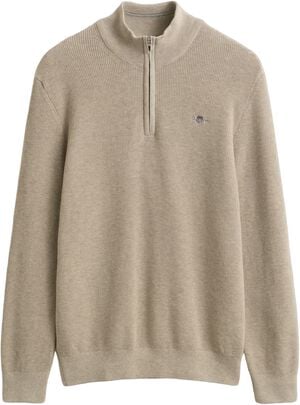 MICRO TEXTURED COTTON HALF ZIP