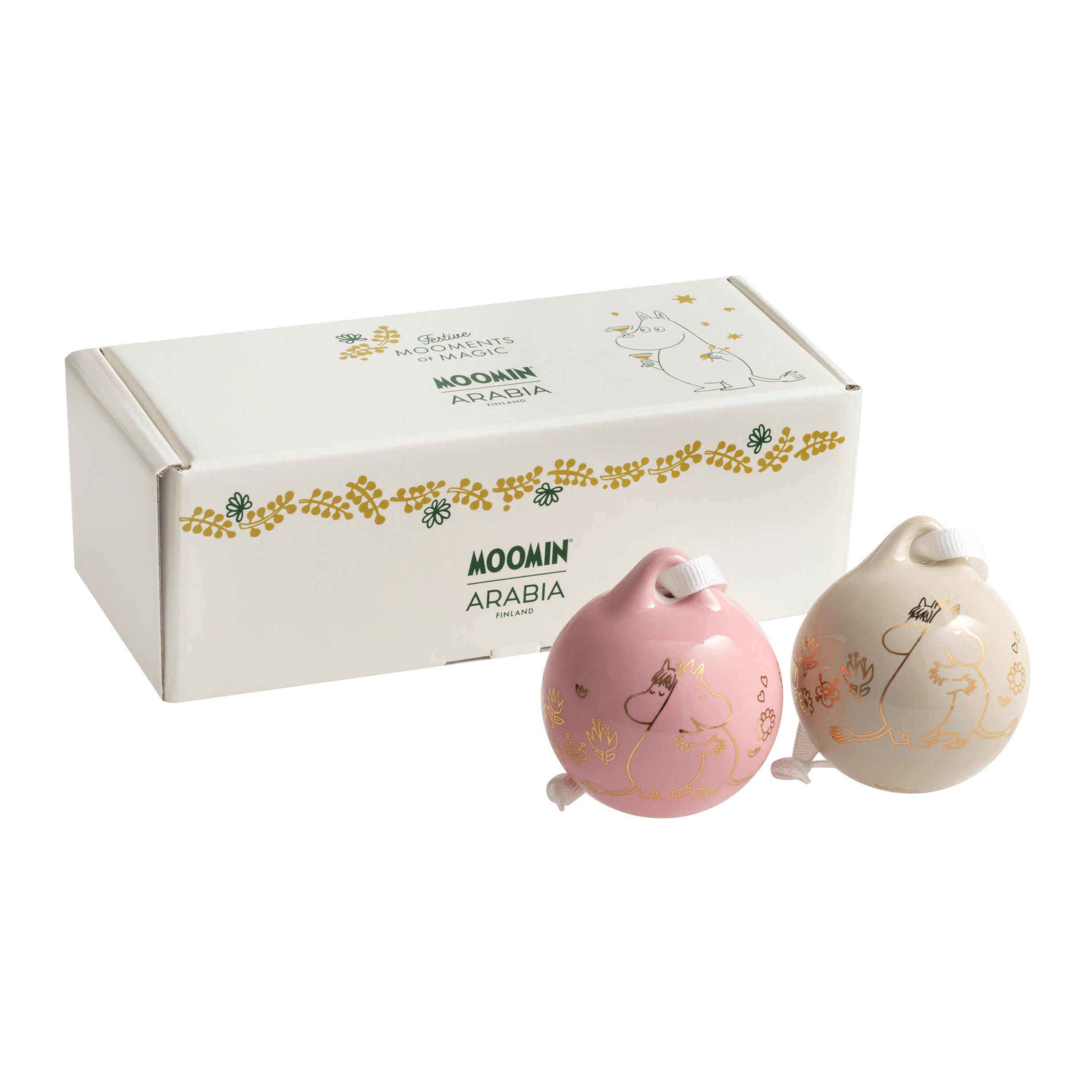 Moomin kugle 50 mm Love gold, 2 stk.