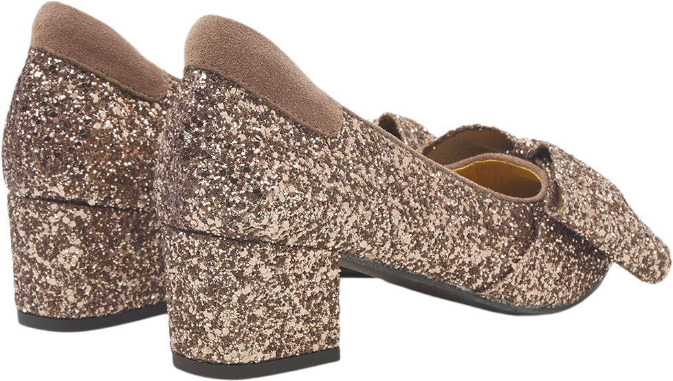 Sl&oslash;jfepump i funklende glitter