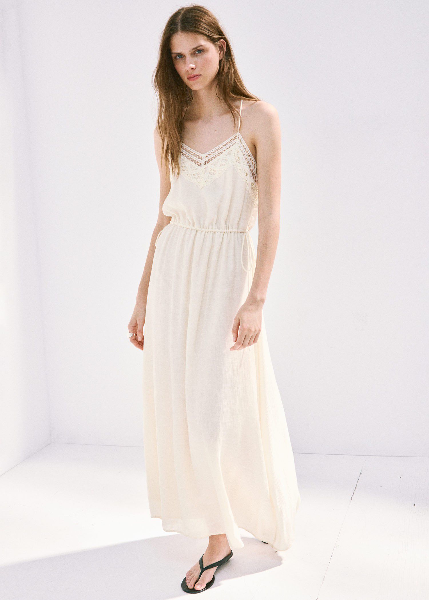 Embroidered cutwork crinkle dress