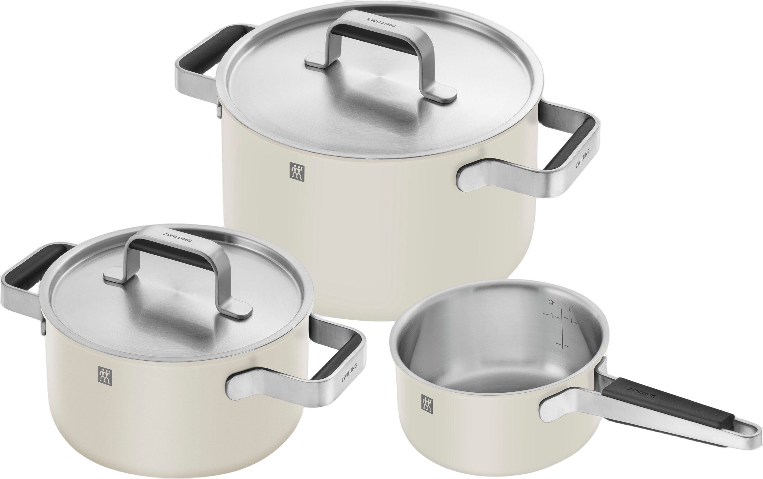 Kastrull & stekpanna set, 3-st, 18/10 Rostfritt st&aring;l