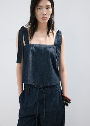 Strapless denim top