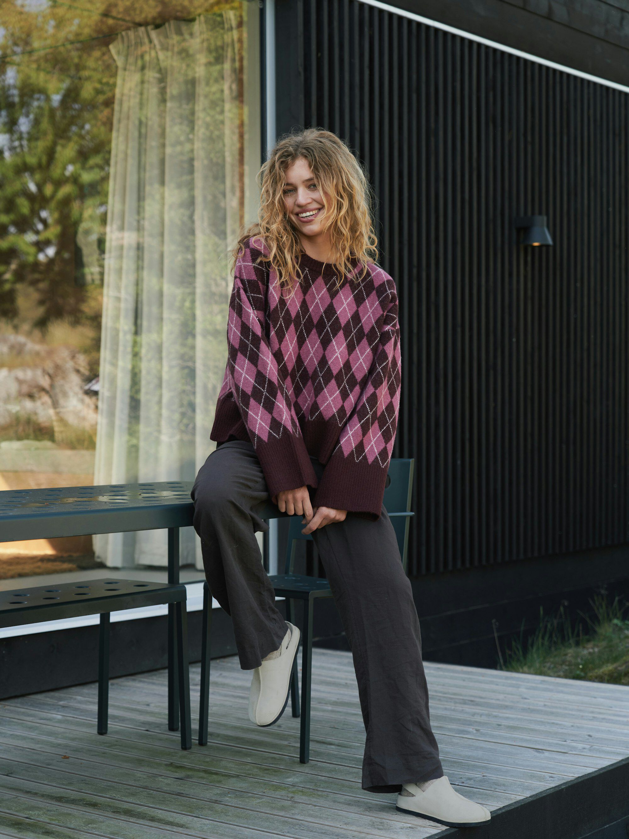Kick Check Knit Blouse
