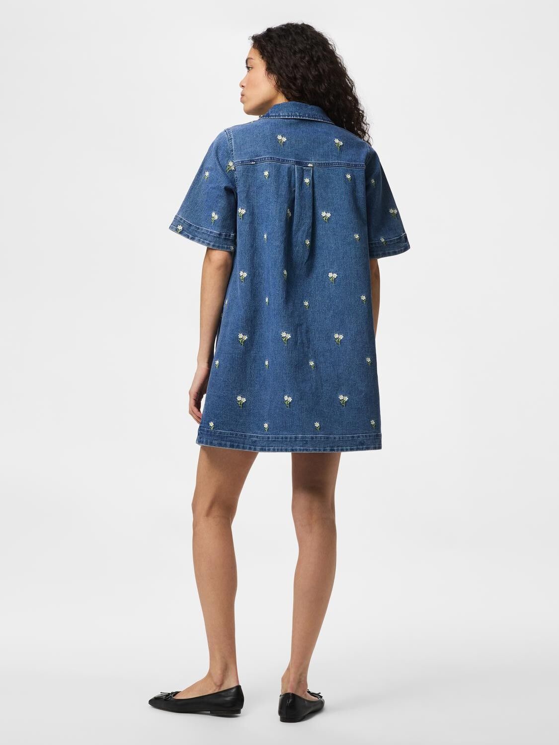 Pcflora Ss Denim Emb Dress