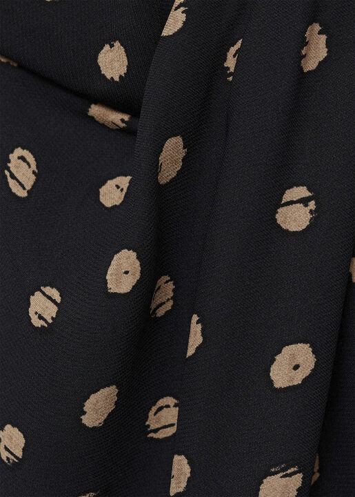 Polka dot blouse with draped collar