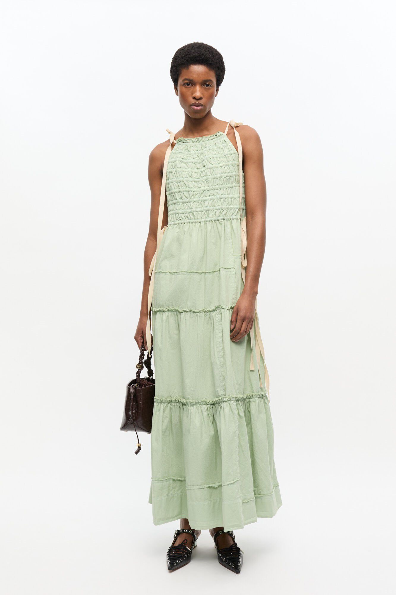 Patchwork Cotton Twill Maxi Smock S