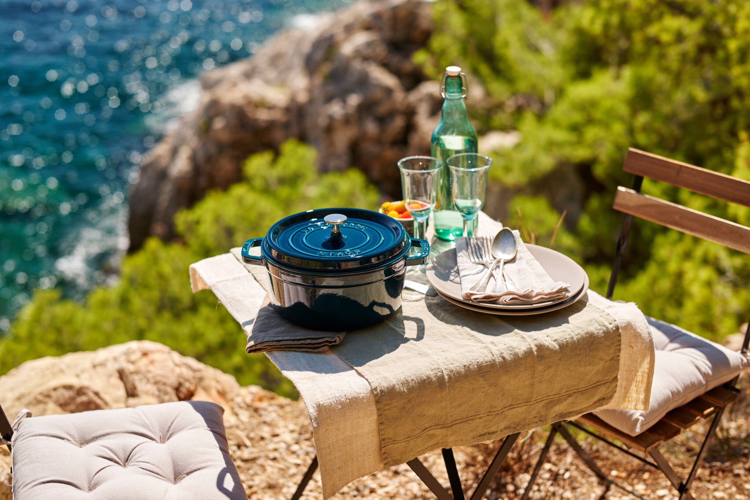 La Cocotte Gryta 28 cm / 6,75 l, Rund, La-Mer, Gjutj&auml;rn