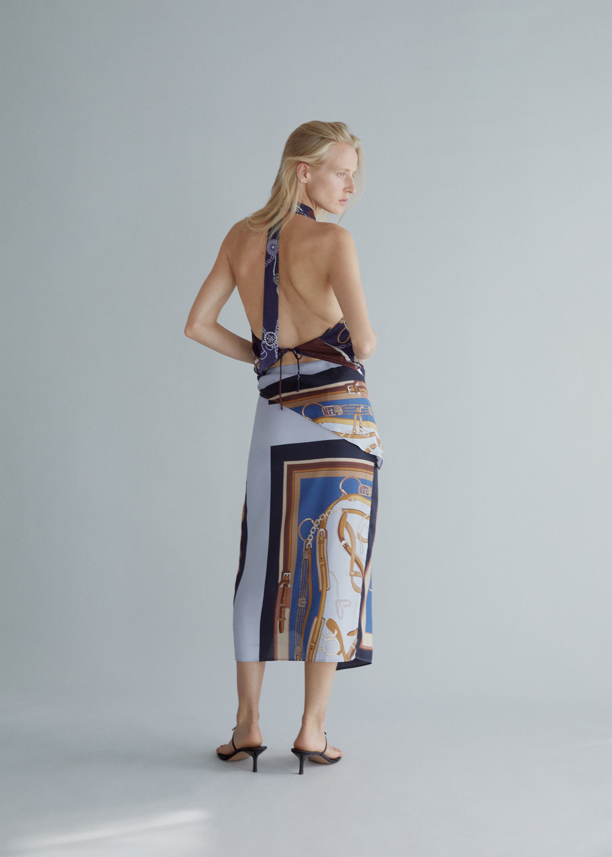 Printed skirt with knot detail
