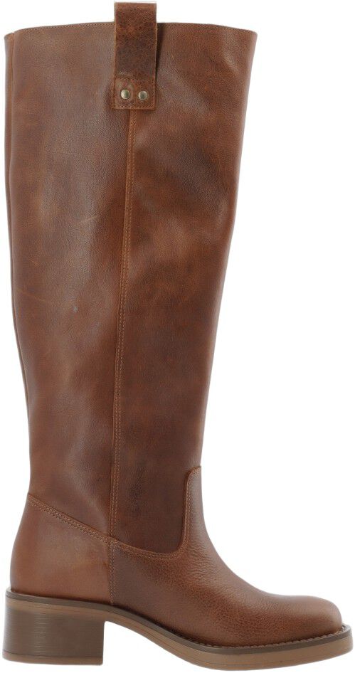 BIAMARY Knee High Pull On Boot Pull Up Leather