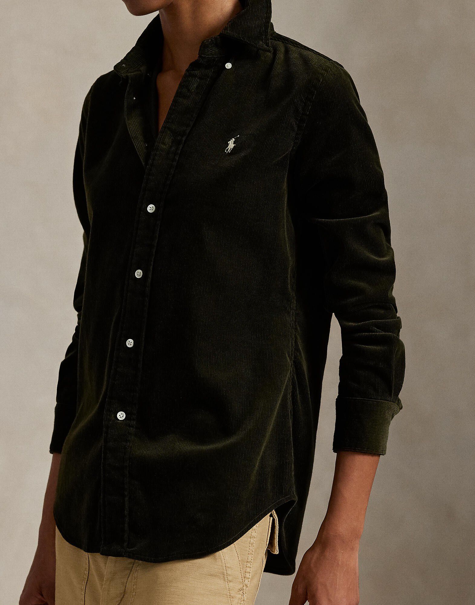 Stretch Slim Fit Cotton Corduroy Shirt